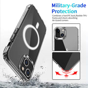 Custodia Magsafe Anello magnetico Cristallo trasparente Acrilico + TPU Custodia antiurto per airbag a quattro angoli, For iPhone 13 mini, For iPhone 13, For iPhone 13 Pro, For iPhone 13 Pro Max