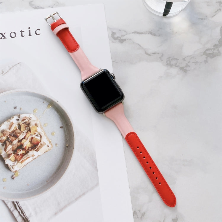 Cinturino di ricambio per cinturino di ricambio in pelle abbinata al colore della vita piccola per la serie Apple Watch, 7 41mm / 6 & SE & 5 & 4 40mm / 3 & 2 & 1 38mm, 7 45mm / 6 & SE & 5 & 4 44mm / 3 & 2 & 1 42mm