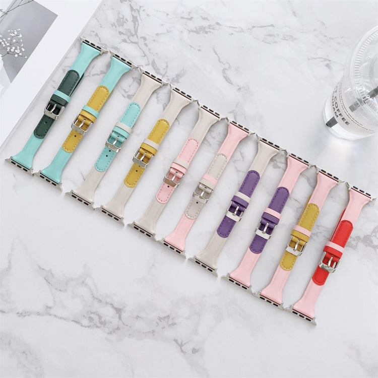 Cinturino di ricambio per cinturino di ricambio in pelle abbinata al colore della vita piccola per la serie Apple Watch, 7 41mm / 6 & SE & 5 & 4 40mm / 3 & 2 & 1 38mm, 7 45mm / 6 & SE & 5 & 4 44mm / 3 & 2 & 1 42mm