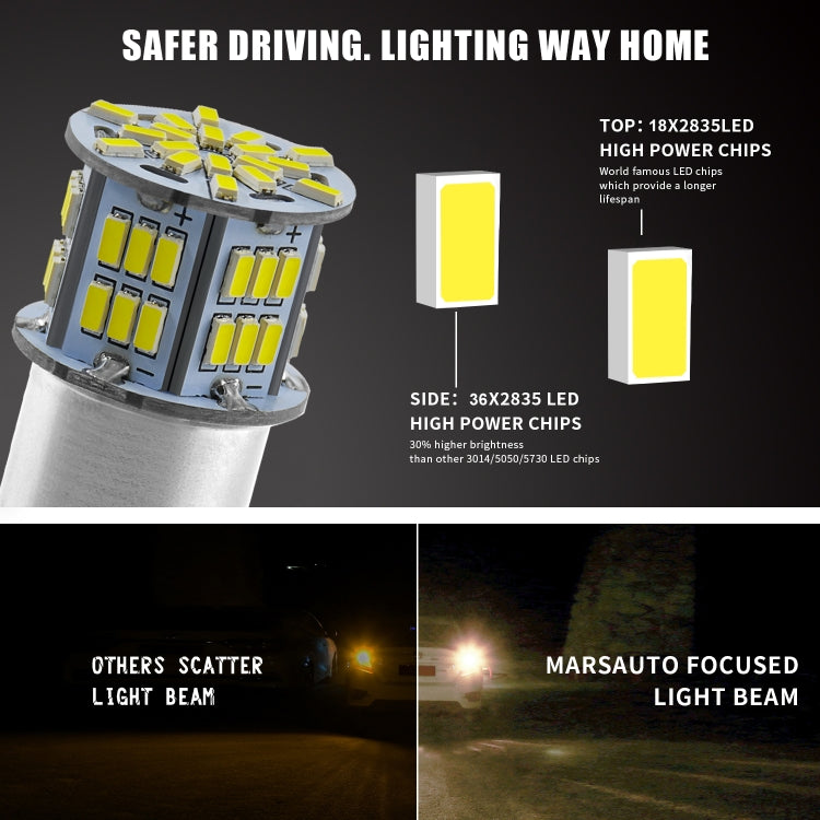 1 paio E0052 9-14V 1156-54SMD-2835 6000K 1080LM Luce bianca Decodifica auto Indicatori di direzione Luce di retromarcia, E0052