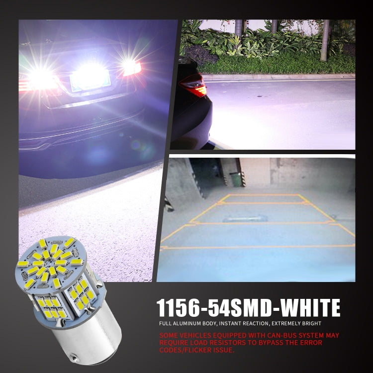 1 paio E0052 9-14V 1156-54SMD-2835 6000K 1080LM Luce bianca Decodifica auto Indicatori di direzione Luce di retromarcia, E0052