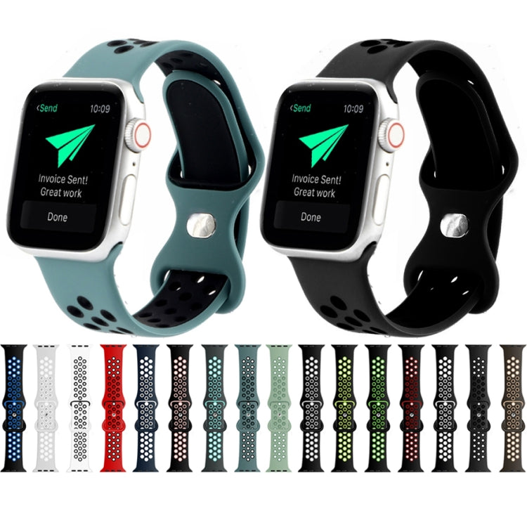 Cinturino di ricambio in silicone liquido bicolore con fibbia a farfalla per Apple Watch Series, 7 41mm / 6 & SE & 5 & 4 40mm / 3 & 2 & 1 38mm