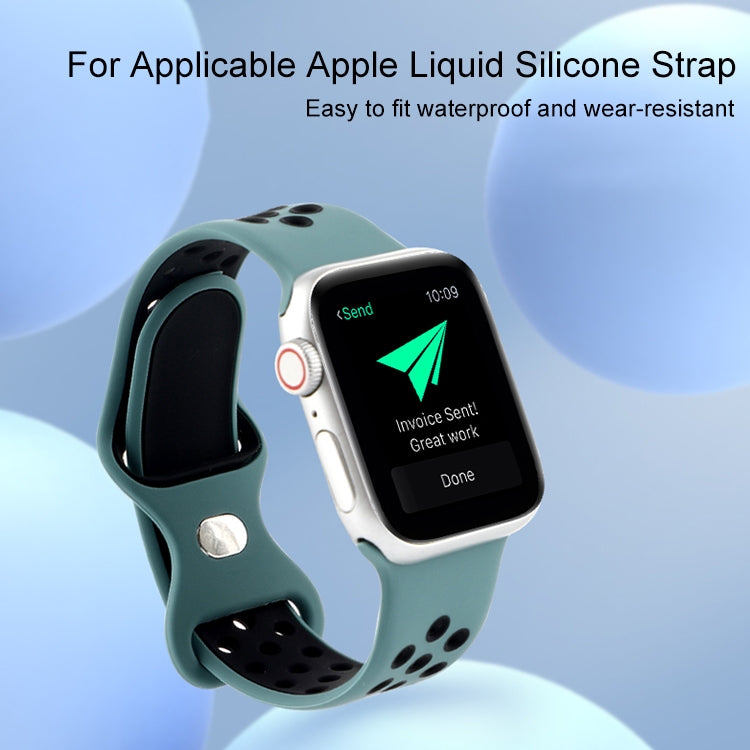 Cinturino di ricambio in silicone liquido bicolore con fibbia a farfalla per Apple Watch Series, 7 45mm / 6 & SE & 5 & 4 44mm / 3 & 2 & 1 42mm
