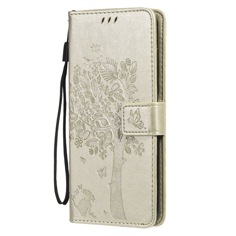 Custodia in pelle sintetica a vibrazione orizzontale con motivo ad albero e gatto con supporto e fessure per carte, portafoglio e cordino, For Nokia 6.3, For Nokia G20
