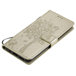 Custodia in pelle sintetica a vibrazione orizzontale con motivo ad albero e gatto con supporto e fessure per carte, portafoglio e cordino, For Nokia 6.3, For Nokia G20
