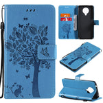 Custodia in pelle sintetica a vibrazione orizzontale con motivo ad albero e gatto con supporto e fessure per carte, portafoglio e cordino, For Nokia 6.3, For Nokia G20