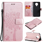 Custodia in pelle sintetica a vibrazione orizzontale con motivo ad albero e gatto con supporto e fessure per carte, portafoglio e cordino, For Nokia 6.3, For Nokia G20
