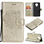 Custodia in pelle sintetica a vibrazione orizzontale con motivo ad albero e gatto con supporto e fessure per carte, portafoglio e cordino, For Nokia G10, For Nokia X20