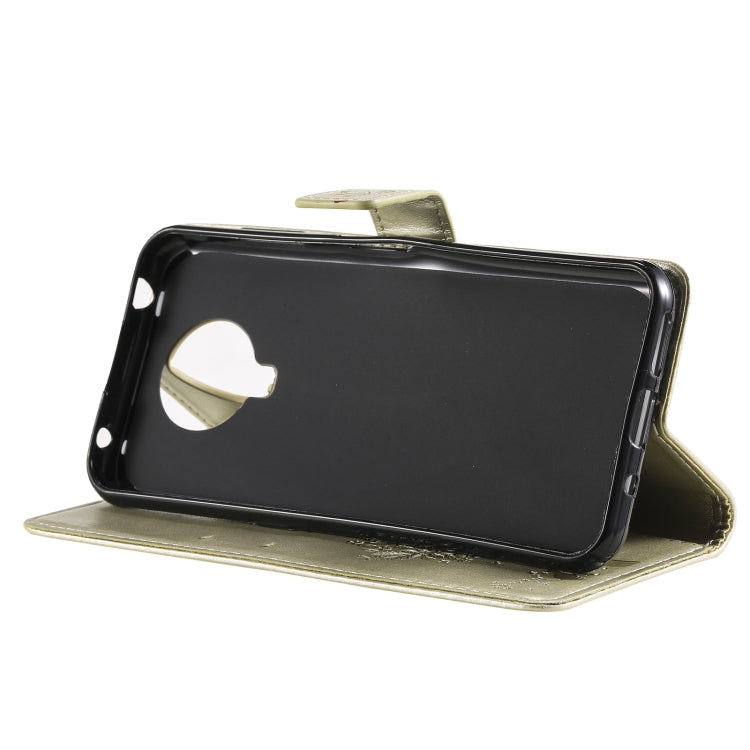 Custodia in pelle sintetica a vibrazione orizzontale con motivo ad albero e gatto con supporto e fessure per carte, portafoglio e cordino, For Nokia G10, For Nokia X20