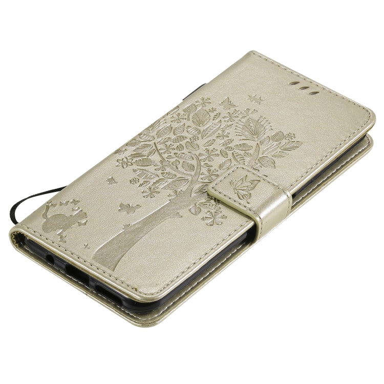 Custodia in pelle sintetica a vibrazione orizzontale con motivo ad albero e gatto con supporto e fessure per carte, portafoglio e cordino, For Nokia G10, For Nokia X20