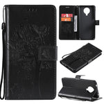 Custodia in pelle sintetica a vibrazione orizzontale con motivo ad albero e gatto con supporto e fessure per carte, portafoglio e cordino, For Nokia G10, For Nokia X20
