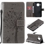 Custodia in pelle sintetica a vibrazione orizzontale con motivo ad albero e gatto con supporto e fessure per carte, portafoglio e cordino, For Nokia G10, For Nokia X20