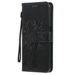 Custodia in pelle sintetica a vibrazione orizzontale con motivo ad albero e gatto con supporto e fessure per carte, portafoglio e cordino, For Nokia X10, For Nokia 5.3