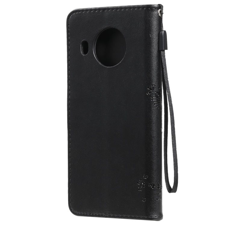 Custodia in pelle sintetica a vibrazione orizzontale con motivo ad albero e gatto con supporto e fessure per carte, portafoglio e cordino, For Nokia X10, For Nokia 5.3