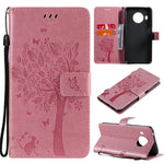 Custodia in pelle sintetica a vibrazione orizzontale con motivo ad albero e gatto con supporto e fessure per carte, portafoglio e cordino, For Nokia X10, For Nokia 5.3