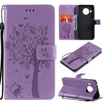 Custodia in pelle sintetica a vibrazione orizzontale con motivo ad albero e gatto con supporto e fessure per carte, portafoglio e cordino, For Nokia X10, For Nokia 5.3