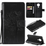 Custodia in pelle sintetica a vibrazione orizzontale con motivo ad albero e gatto con supporto e fessure per carte, portafoglio e cordino, For Nokia X10, For Nokia 5.3
