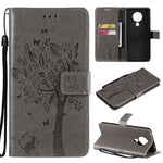Custodia in pelle sintetica a vibrazione orizzontale con motivo ad albero e gatto con supporto e fessure per carte, portafoglio e cordino, For Nokia X10, For Nokia 5.3