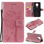 Custodia in pelle sintetica a vibrazione orizzontale con motivo ad albero e gatto con supporto e fessure per carte, portafoglio e cordino, For Nokia X10, For Nokia 5.3