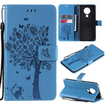 Custodia in pelle sintetica a vibrazione orizzontale con motivo ad albero e gatto con supporto e fessure per carte, portafoglio e cordino, For Nokia X10, For Nokia 5.3