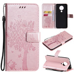 Custodia in pelle sintetica a vibrazione orizzontale con motivo ad albero e gatto con supporto e fessure per carte, portafoglio e cordino, For Nokia X10, For Nokia 5.3