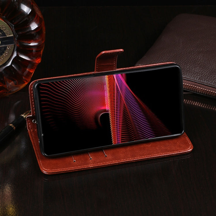 idewei Custodia in pelle a vibrazione orizzontale Crazy Horse Texture con supporto e slot per carte e portafoglio, For Sony Xperia 5 III, For Sony Xperia 10 III, For vivo S10