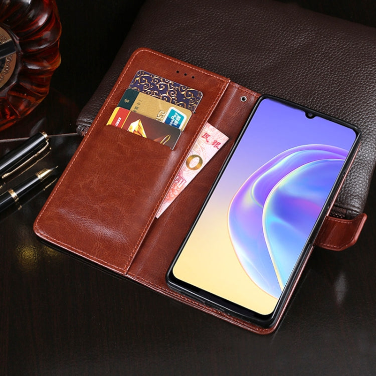 idewei Custodia in pelle a vibrazione orizzontale Crazy Horse Texture con supporto e slot per carte e portafoglio, For vivo V21e 5G