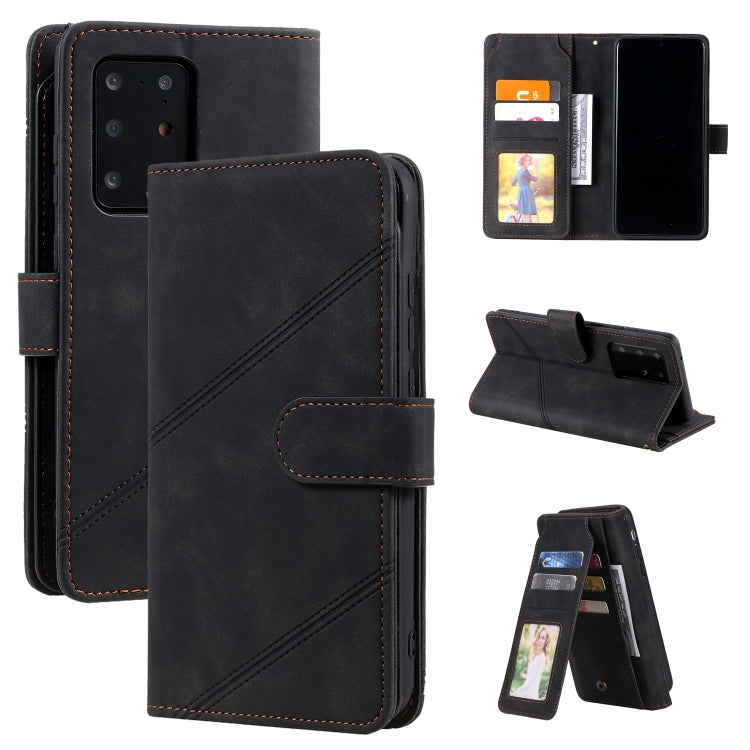 Custodia in pelle PU con vibrazione orizzontale Skin Feel Business con supporto, slot per schede multiple, portafoglio, cordino e cornice per foto, For Samsung Galaxy S20 Ultra, For Samsung Galaxy S21 Ultra 5G, For Samsung Galaxy A02s EU Version       ...
