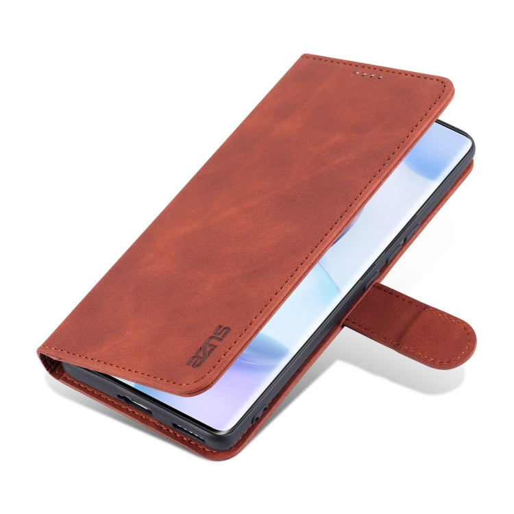 AZNS Skin Feel Calf Texture Custodia in pelle con apertura orizzontale con slot per carte, supporto e portafoglio, For Honor 50, For Honor 50 Pro