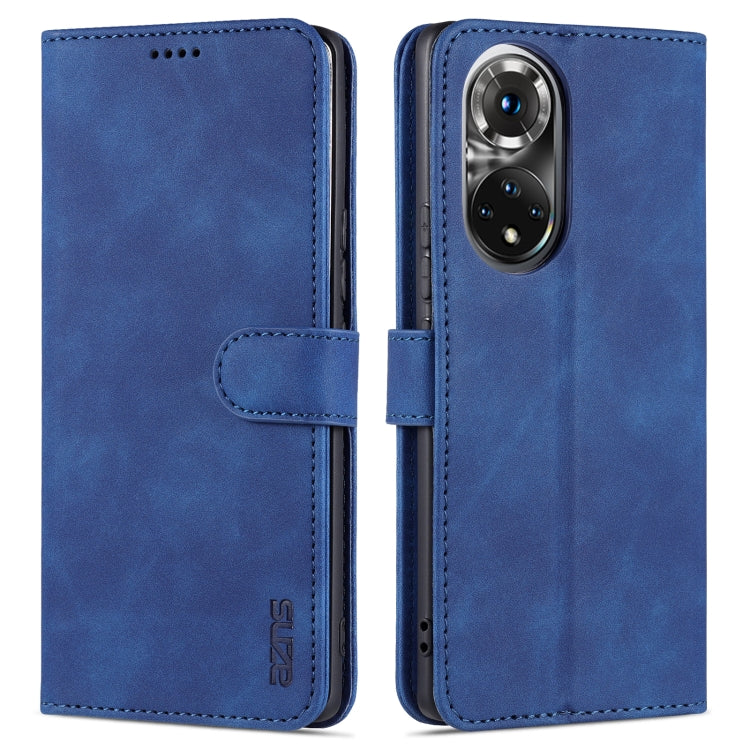 AZNS Skin Feel Calf Texture Custodia in pelle con apertura orizzontale con slot per carte, supporto e portafoglio, For Honor 50, For Honor 50 Pro