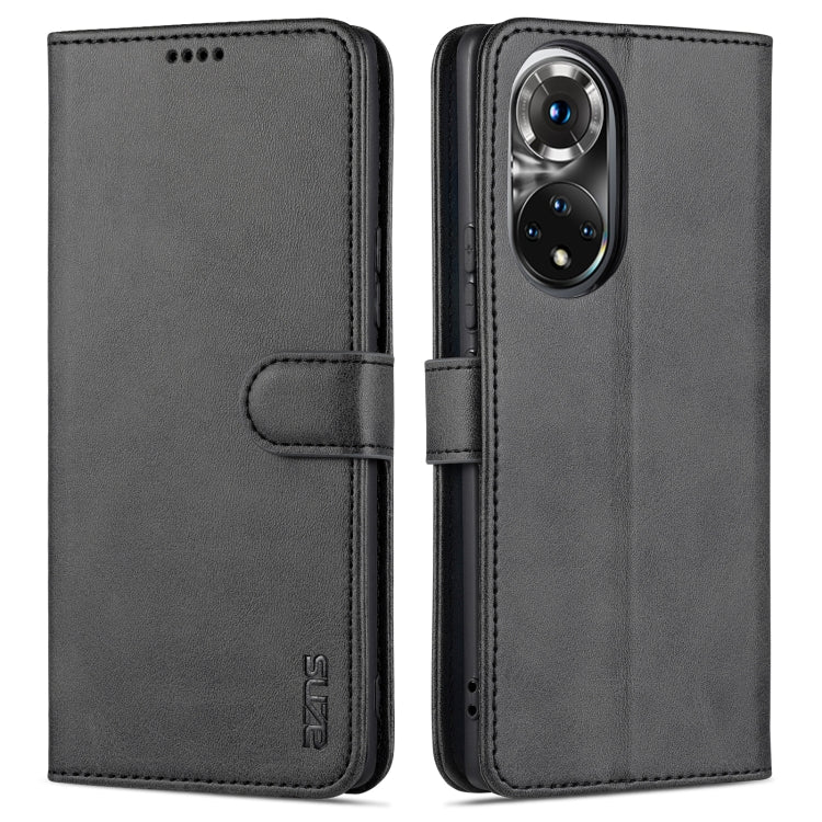 AZNS Skin Feel Calf Texture Custodia in pelle con apertura orizzontale con slot per carte, supporto e portafoglio, For Honor 50, For Honor 50 Pro