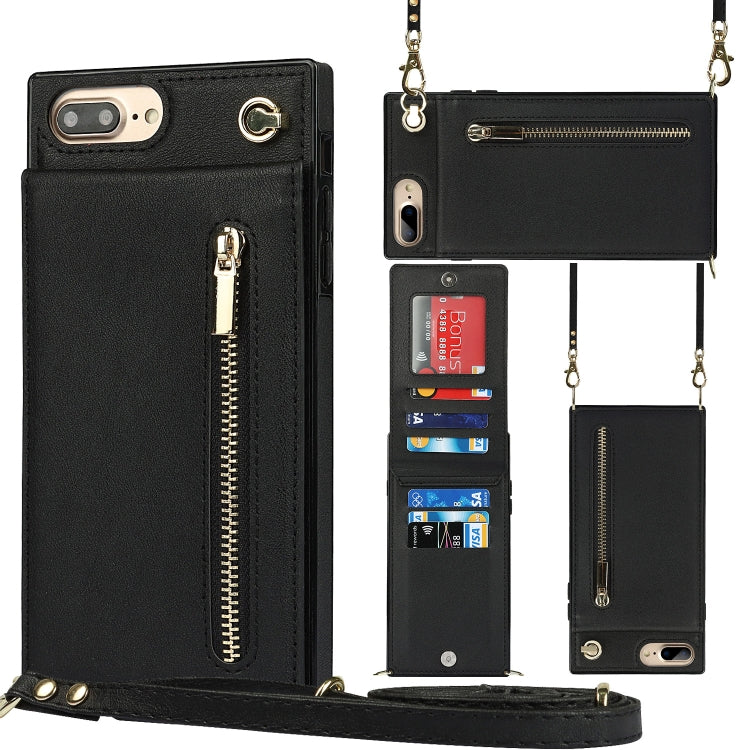 Custodia portafoglio TPU e PU con cerniera per iPhone 8 Plus e 7