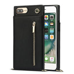 Custodia portafoglio TPU e PU con cerniera per iPhone 8 Plus e 7