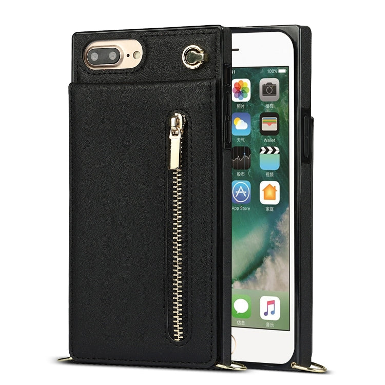 Custodia portafoglio TPU e PU con cerniera per iPhone 8 Plus e 7