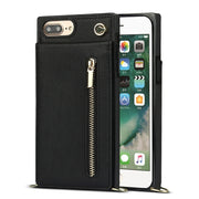 Custodia con cover posteriore quadrata in TPU + PU con cerniera a tracolla con supporto e slot per schede e portafoglio e cinturino, For iPhone 8 Plus / 7 Plus, For iPhone 11, For iPhone 11 Pro, For iPhone 11 Pro Max