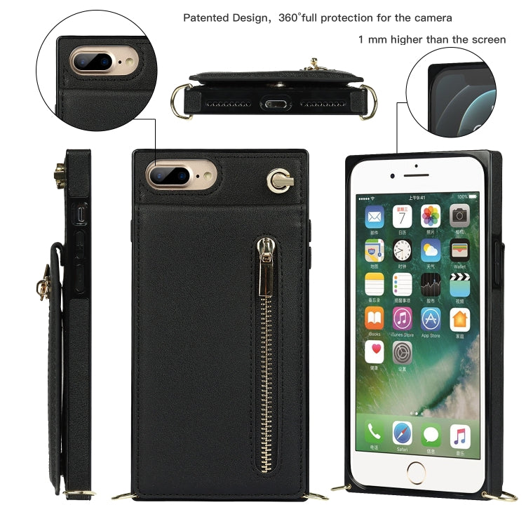 Custodia portafoglio TPU e PU con cerniera per iPhone 8 Plus e 7