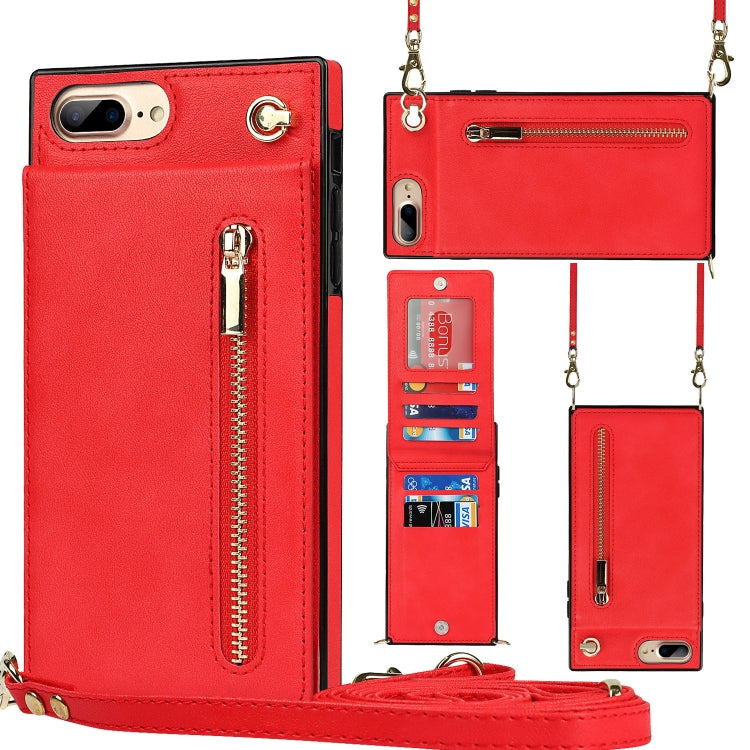 Custodia portafoglio TPU e PU con cerniera per iPhone 8 Plus e 7