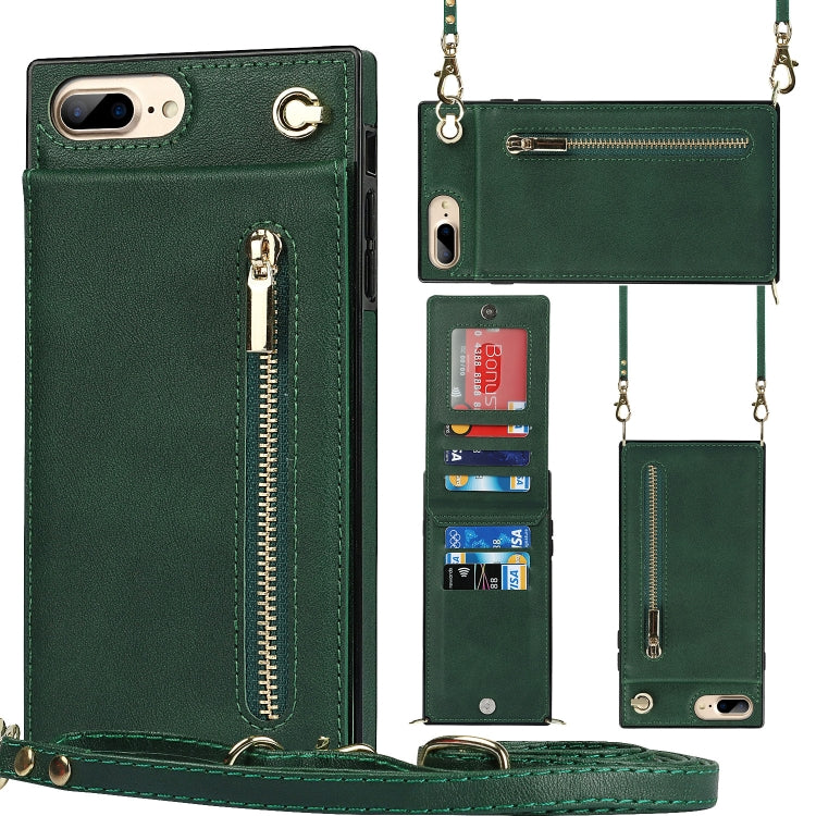 Custodia portafoglio TPU e PU con cerniera per iPhone 8 Plus e 7