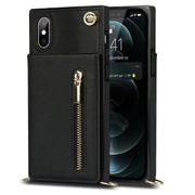 Custodia con cover posteriore quadrata in TPU + PU con cerniera a tracolla con supporto e slot per schede e portafoglio e cinturino, For iPhone XS / X, For iPhone XR, For iPhone XS Max