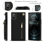 Custodia portafoglio TPU e PU con cerniera per iPhone XS Max