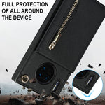 Custodia con cover posteriore quadrata in TPU + PU con cerniera a tracolla con supporto e slot per schede e portafoglio e cinturino, For Huawei Mate 30, For Huawei Mate 30 Pro, For Huawei P30, For Huawei P30 Lite
