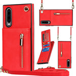 Custodia con cover posteriore quadrata in TPU + PU con cerniera a tracolla con supporto e slot per schede e portafoglio e cinturino, For Huawei Mate 30, For Huawei Mate 30 Pro, For Huawei P30, For Huawei P30 Lite