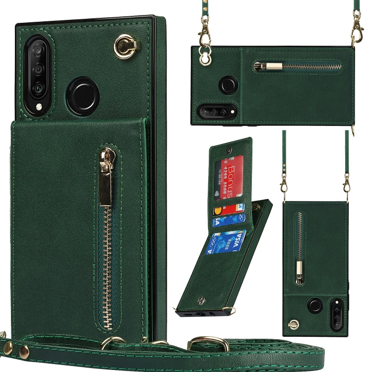 Custodia con cover posteriore quadrata in TPU + PU con cerniera a tracolla con supporto e slot per schede e portafoglio e cinturino, For Huawei Mate 30, For Huawei Mate 30 Pro, For Huawei P30, For Huawei P30 Lite