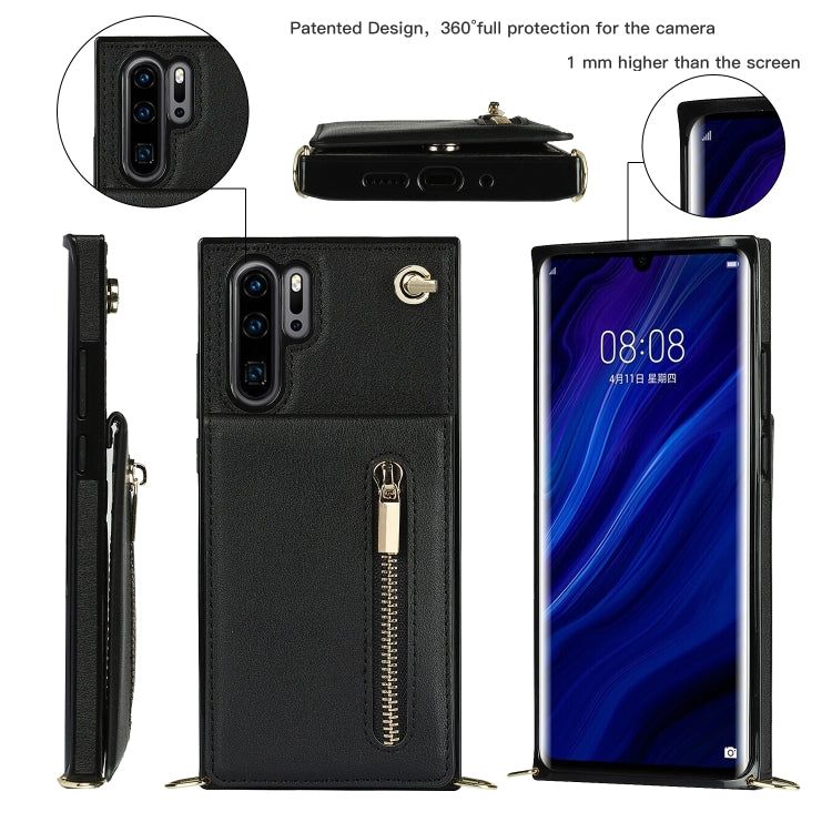 Custodia con cover posteriore quadrata in TPU + PU con cerniera a tracolla con supporto e slot per schede e portafoglio e cinturino, For Huawei P30 Pro, For Huawei P40, For Huawei P40 Pro