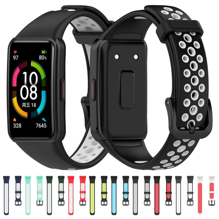 Per Huawei Band 6 / Honor Band 6 Cinturino di ricambio universale in silicone traspirante bicolore