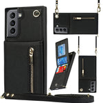 Custodia con cover posteriore quadrata in TPU + PU con cerniera a tracolla con supporto e slot per schede e portafoglio e cinturino, For Samsung Galaxy S21 5G, For Samsung Galaxy S21+ 5G, For Samsung Galaxy S21 Ultra 5G, For Samsung Galaxy S20