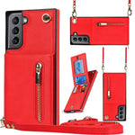 Custodia con cover posteriore quadrata in TPU + PU con cerniera a tracolla con supporto e slot per schede e portafoglio e cinturino, For Samsung Galaxy S21 5G, For Samsung Galaxy S21+ 5G, For Samsung Galaxy S21 Ultra 5G, For Samsung Galaxy S20