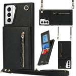 Custodia con cover posteriore quadrata in TPU + PU con cerniera a tracolla con supporto e slot per schede e portafoglio e cinturino, For Samsung Galaxy S21 5G, For Samsung Galaxy S21+ 5G, For Samsung Galaxy S21 Ultra 5G, For Samsung Galaxy S20