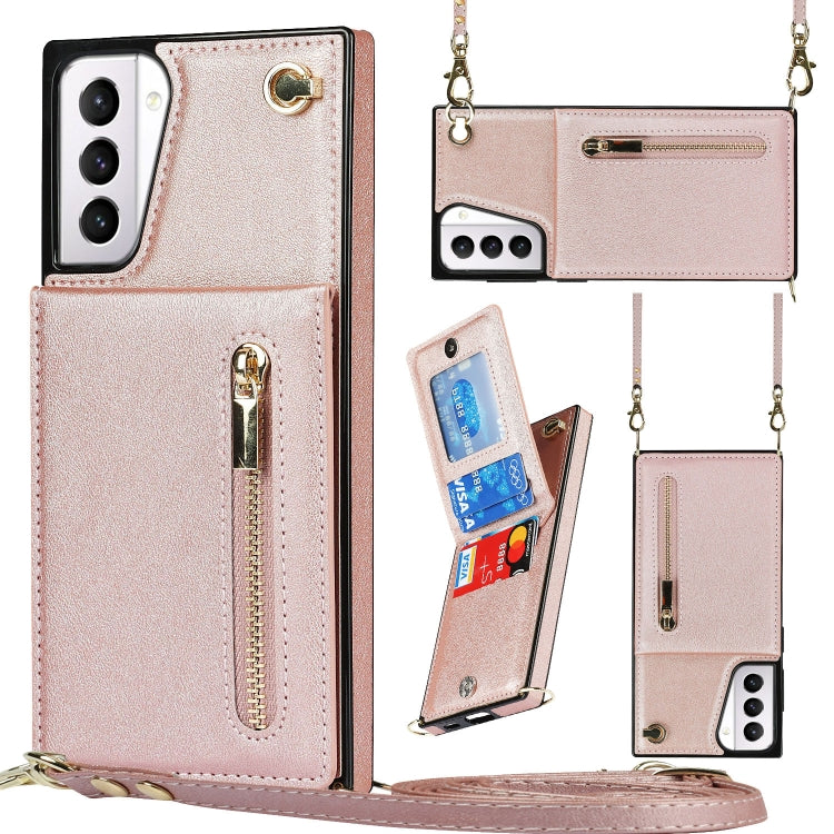 Custodia con cover posteriore quadrata in TPU + PU con cerniera a tracolla con supporto e slot per schede e portafoglio e cinturino, For Samsung Galaxy S21 5G, For Samsung Galaxy S21+ 5G, For Samsung Galaxy S21 Ultra 5G, For Samsung Galaxy S20