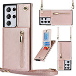 Custodia con cover posteriore quadrata in TPU + PU con cerniera a tracolla con supporto e slot per schede e portafoglio e cinturino, For Samsung Galaxy S21 5G, For Samsung Galaxy S21+ 5G, For Samsung Galaxy S21 Ultra 5G, For Samsung Galaxy S20